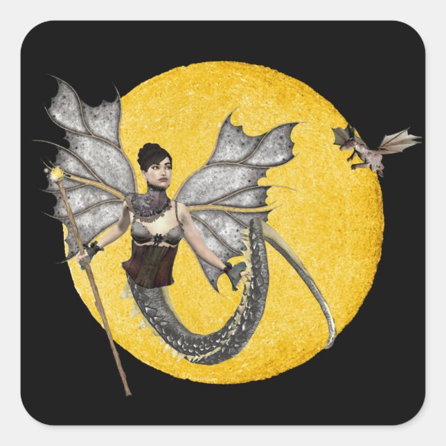 Cuadrada Dragon Goddess Pegatina (Anverso)