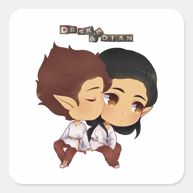 Cuadrada Drake y Dian Square Pegatina (Anverso)