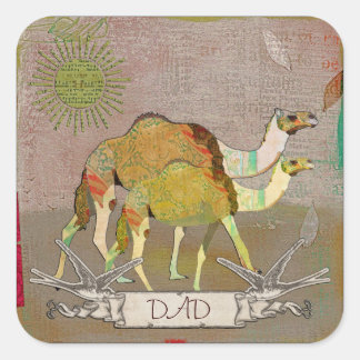 Cuadrada Dreamy Camels Dad Pegatina