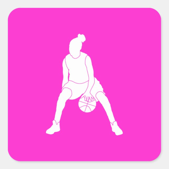 Cuadrada Dribble Silhouette Pegatina Pink (Anverso)