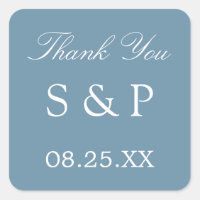 Dusty Blue Wedding Favor Gracias Pegatina