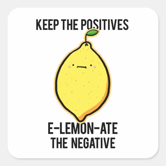 Cuadrada E-lemon ate El Pegatina de limón negro (Anverso)