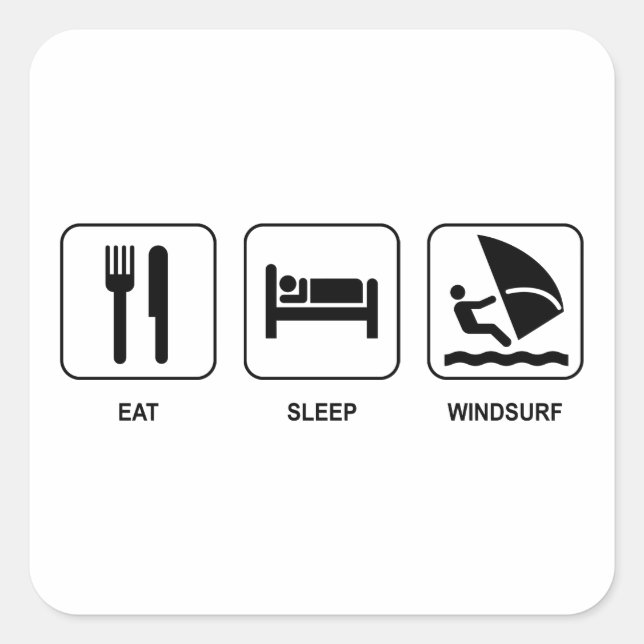 Cuadrada Eat Sleep Windsurf Pegatina (Anverso)