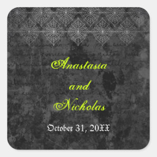 Cuadrada Eerie Halloween Boda Pegatina