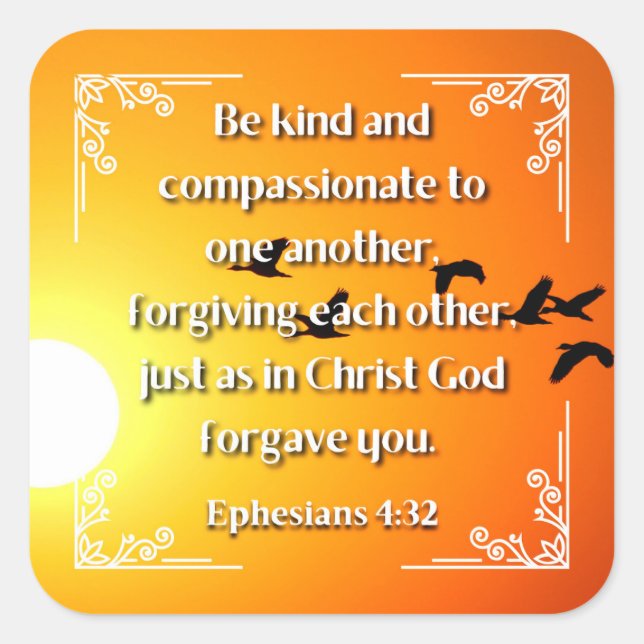 Cuadrada Efesios 4:32 pegatina cuadrado (Anverso)