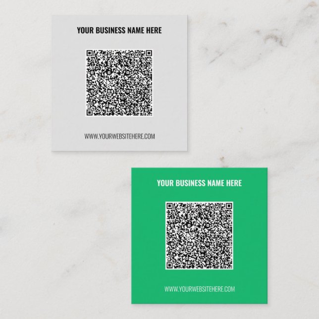 Cuadrada Ejemplo de tarjeta de visita de código QR de diseñ (Anverso / Reverso)