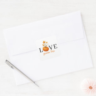 Cuadrada El AMOR Crece Aquí   Calabaza Letra Pegatina Otoño