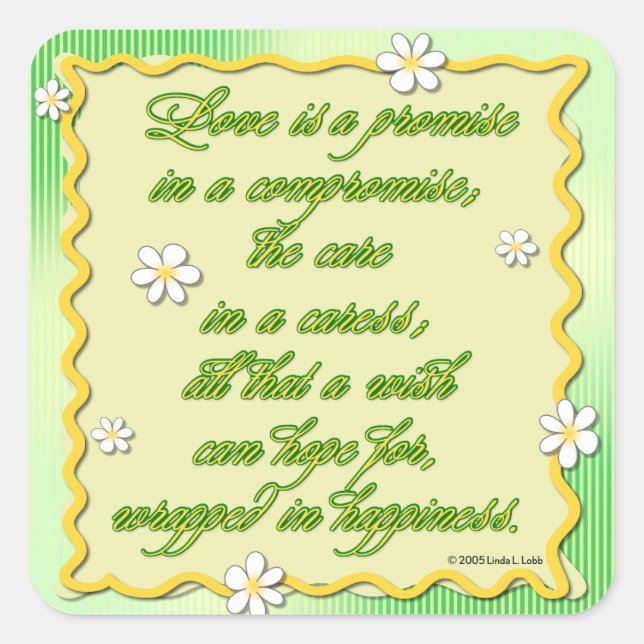 Cuadrada El amor es una promesa pegatina (Anverso)