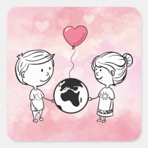 Cuadrada El amor no conoce a ningún Pegatina de Plaza de Di