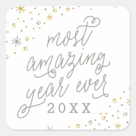 Cuadrada El año más asombroso del Pegatina de Año Nuevo