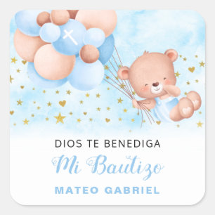 Cuadrada El bautizo español bautizo favorece al Pegatina cu