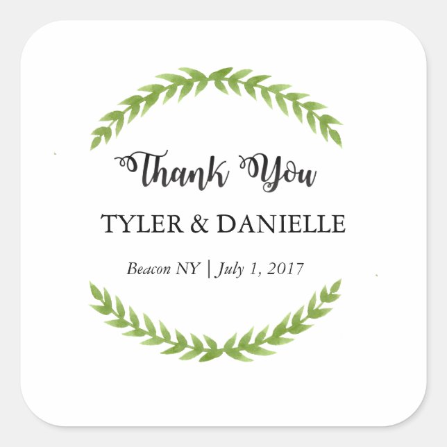 Cuadrada El casarse le agradece pegatina (Anverso)