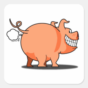 Cuadrada El cerdo Fart pegatina