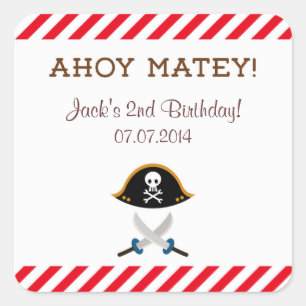 Cuadrada El cumpleaños del pirata le agradece los pegatina