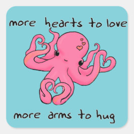 Cuadrada El día de San Valentín Octopus pegatina Valentines