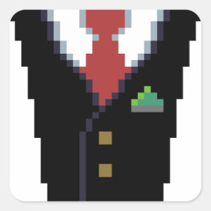 Cuadrada El donante corporativo   Pixel Art Suit Pegatina