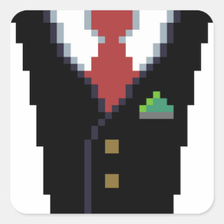 Cuadrada El donante corporativo | Pixel Art Suit Pegatina