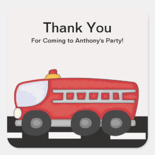 Cuadrada El Firetruck rojo le agradece pegatina