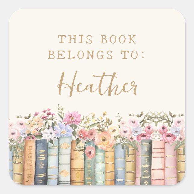 Cuadrada El Libro Pertenece Al Pegatina (Anverso)