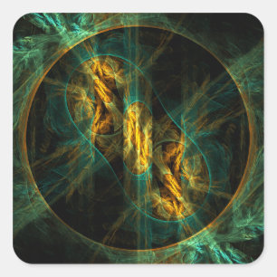 Cuadrada El ojo de la jungla Abstract Art Square Pegatina