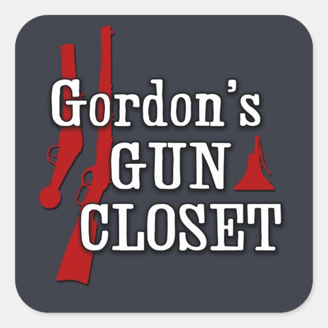 Cuadrada El pegatina de Gordon Gun Closet (Anverso)