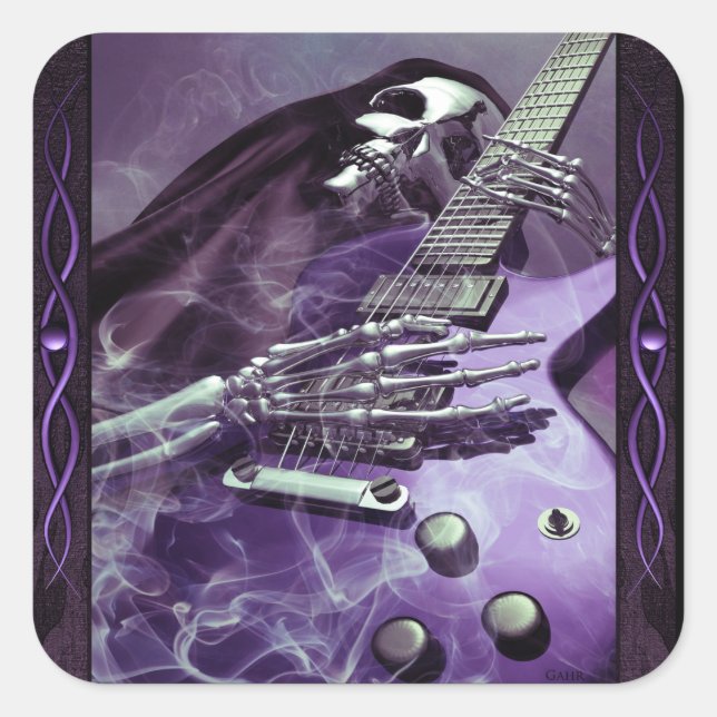 Cuadrada El Pegatina de guitarra de Grim Reaper (Anverso)