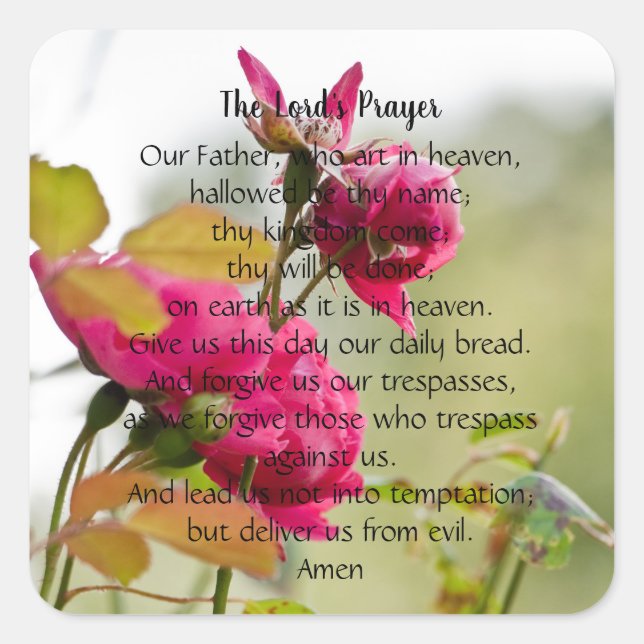 Cuadrada El Pegatina de la oración del Señor (Anverso)