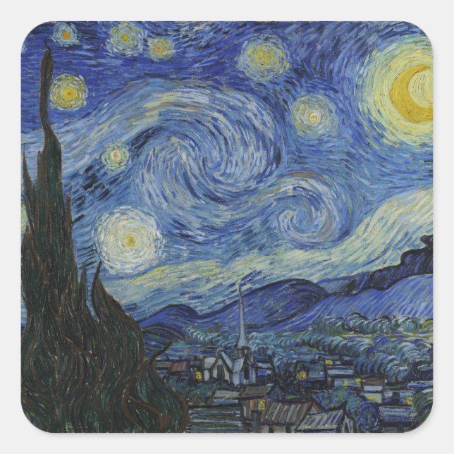 Cuadrada El Pegatina de Starry Night Square (Anverso)