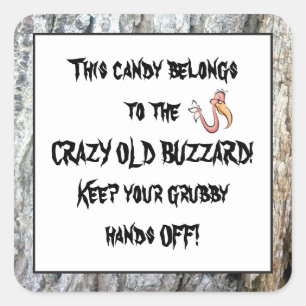 Cuadrada El pegatina divertido y dulce del Viejo Buzzard