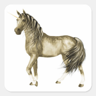 Cuadrada el Pegatina Golden Unicorn