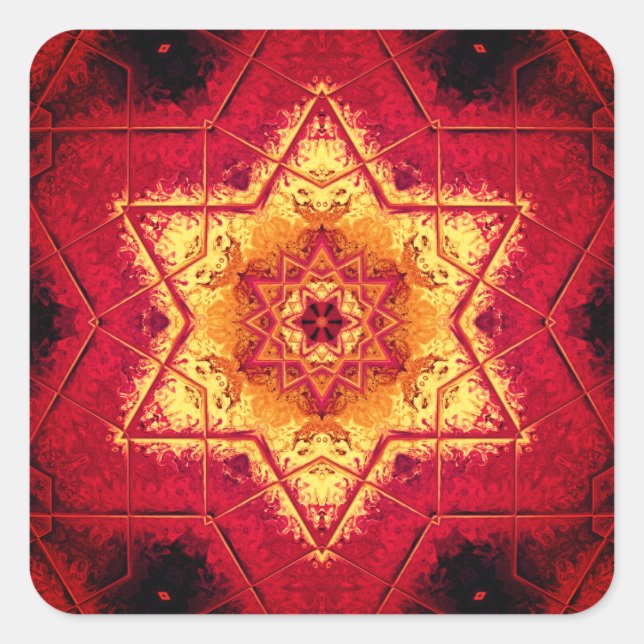 Cuadrada El piso del diablo - patrones pegatina redondo clá (Anverso)