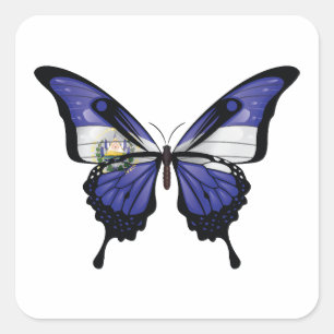 Cuadrada El Salvador Pegatina de la bandera de la mariposa