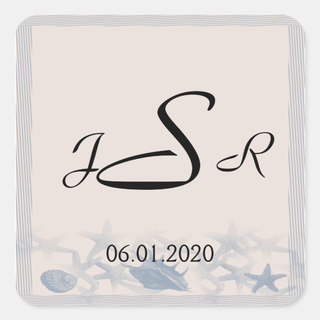 Cuadrada El tesoro del Pegatina del Monograma Marítimo (Anverso)