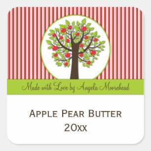 Cuadrada El verde de la manzana roja deja Pegatina de alime