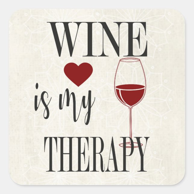 Cuadrada El Vino Es Mi Pegatina Terapéutico (Anverso)