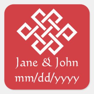 Cuadrada Elegancia china en Pegatina de cerezos