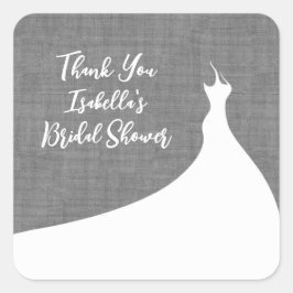 Cuadrada Elegante Bridal Shower Pegatina lino gris