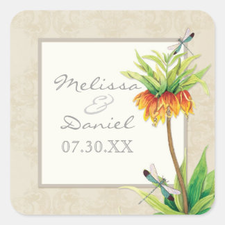 Cuadrada Elegante Fritillaria y Pegatina de Regalo Favor de