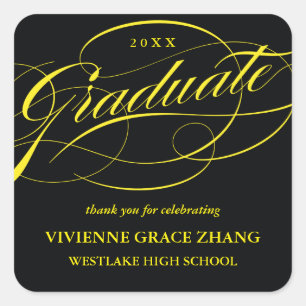 CUADRADA ELEGANTE GRADUADO DE SCRIPT GRACIAS PEGATINA