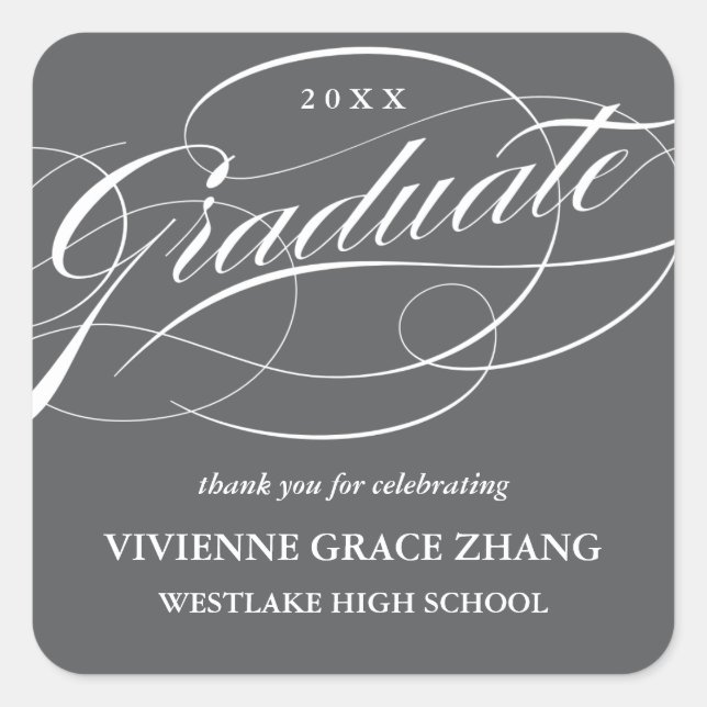 CUADRADA ELEGANTE GRADUADO DE SCRIPT GRACIAS PEGATINA (Anverso)