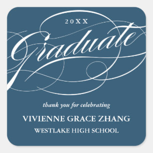 CUADRADA ELEGANTE GRADUADO DE SCRIPT GRACIAS PEGATINA