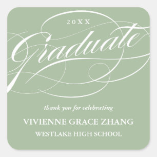 CUADRADA ELEGANTE GRADUADO DE SCRIPT GRACIAS PEGATINA