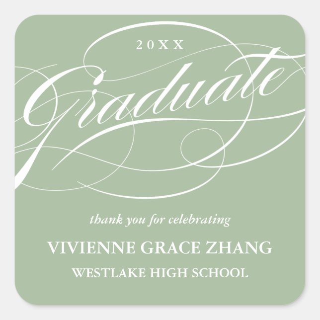 CUADRADA ELEGANTE GRADUADO DE SCRIPT GRACIAS PEGATINA (Anverso)