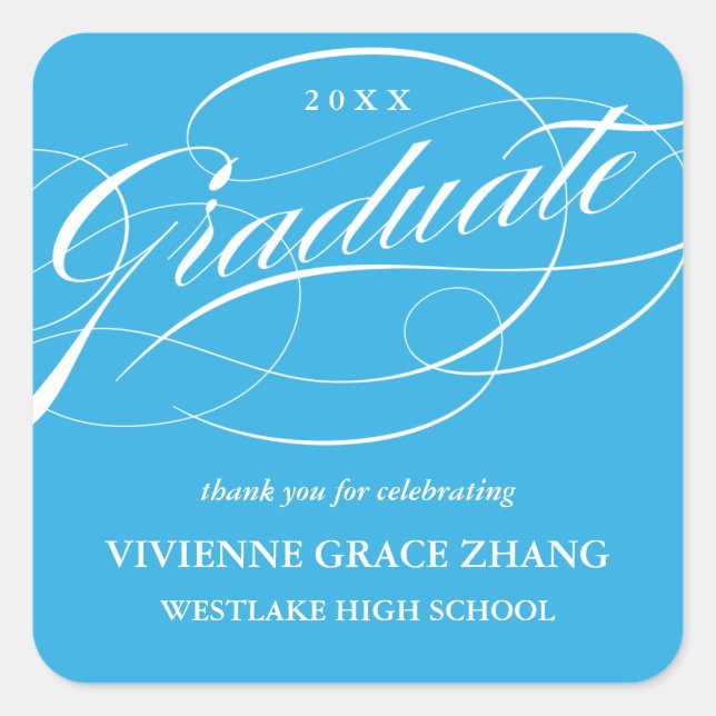 CUADRADA ELEGANTE GRADUADO DE SCRIPT GRACIAS PEGATINA (Anverso)