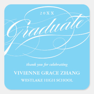 CUADRADA ELEGANTE GRADUADO DE SCRIPT GRACIAS PEGATINA