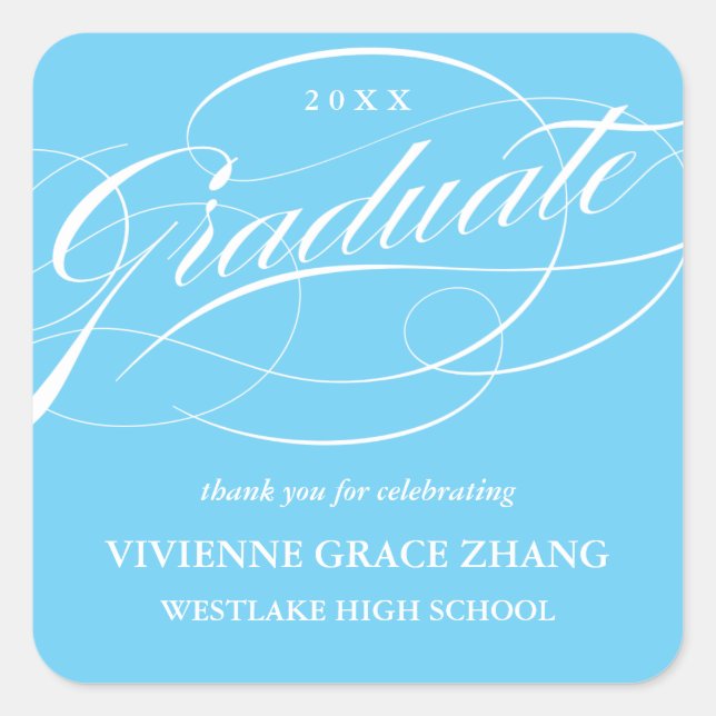 CUADRADA ELEGANTE GRADUADO DE SCRIPT GRACIAS PEGATINA (Anverso)