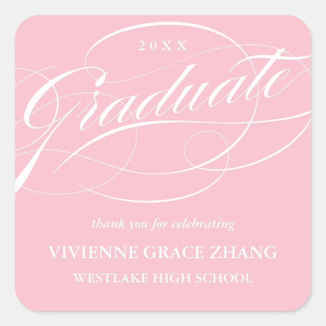 CUADRADA ELEGANTE GRADUADO DE SCRIPT GRACIAS PEGATINA (Anverso)