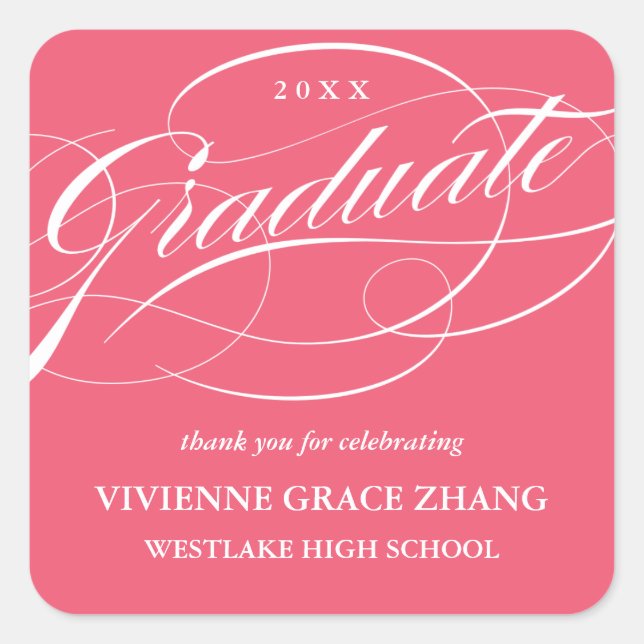CUADRADA ELEGANTE GRADUADO DE SCRIPT GRACIAS PEGATINA (Anverso)