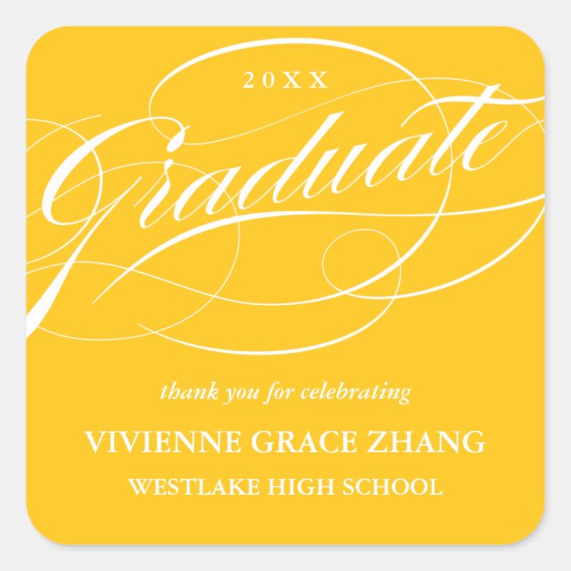 CUADRADA ELEGANTE GRADUADO DE SCRIPT GRACIAS PEGATINA (Anverso)