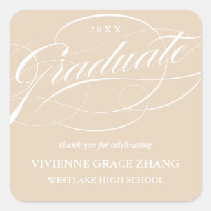 CUADRADA ELEGANTE GRADUADO DE SCRIPT GRACIAS PEGATINA
